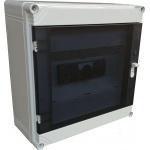 A 100A isolator in a 300 x 300 x 132mm polycarbonate enclosure with a hinging door. IP rated