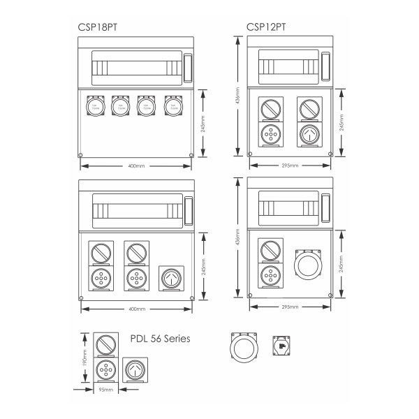 line_drawings_of_outdoor_switchboards_with_template_cut_outs_for_pdl_inlets_or_outlets