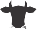 Shillouette of cow head with horns and grass representing switchboards for farms 