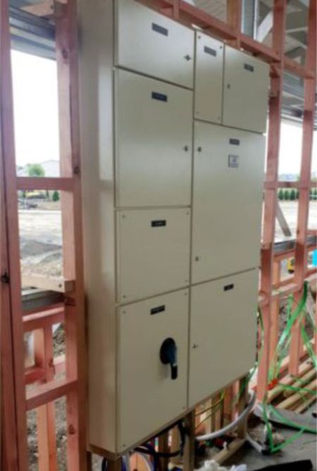 250A changeover switchboard for farm mounted on timber frame