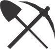 Shillouette of pick and spade representing heavy industries