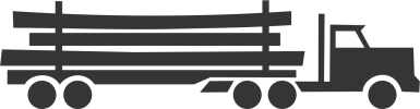 Shillouette of logging truck representing switchboards for forestry & wood processing