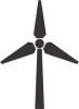 Shillouette of wind turbine representing switchboards for Utilities & healthcare