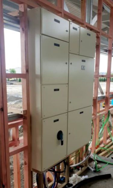 switchboard installed on a house frame with changeover switch