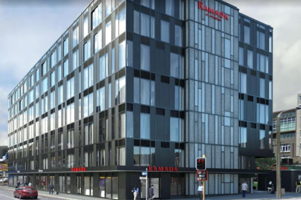 Architect impression of a Ramada hotel in downtown wellington